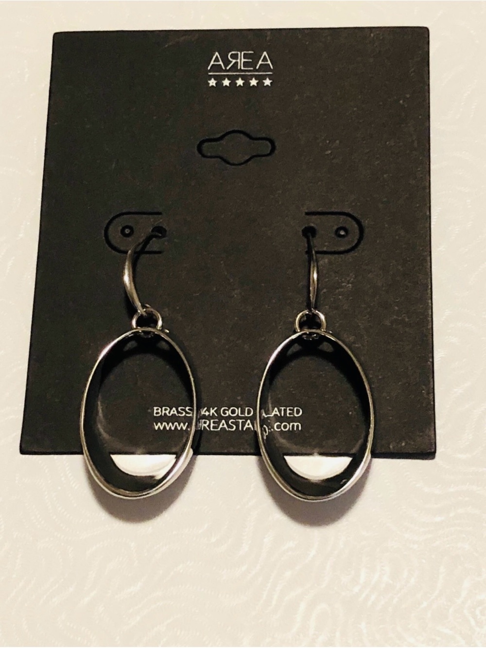 AREA Silver-Tone Oval Drop Earrings